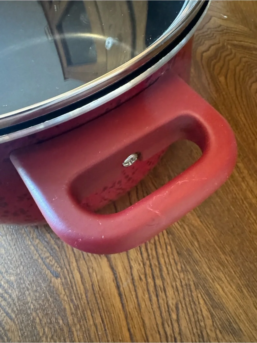 Paula Dean 6QT Red Speckled Nonstick Stockpot with Glass Lid